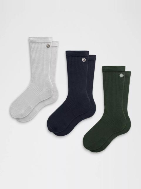 lululemon Men's Daily Stride Ribbed Comfort Crew Socks *3 Pack