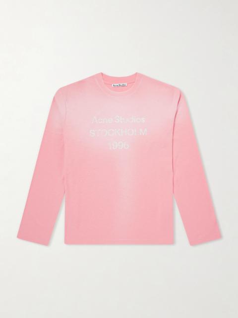 Acne Studios Edden U 1996 Logo-Print Distressed Cotton and Hemp-Blend T-Shirt