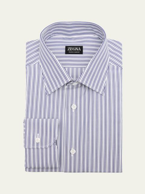 ZEGNA Men's Trofeo Comfort Cotton Stripe Point Collar Dress Shirt