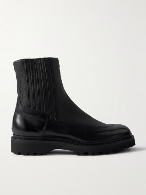 John Lobb Ridge Smooth and Full-Grain Leather Chelsea Boots Black
