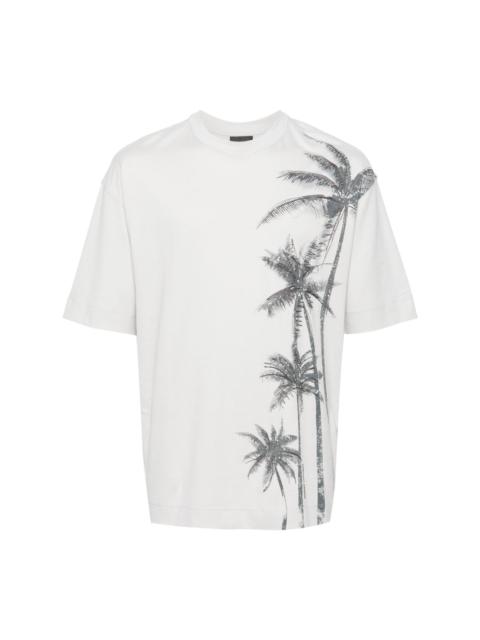 EMPORIO ARMANI palm tree-print cotton T-shirt