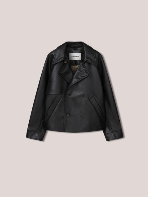 Nanushka JUHA - Regenerated leather double breasted jacket - Black