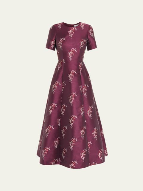 ADAM LIPPES Evangeline Silk Jacquard Fit-&-Flare Midi Dress