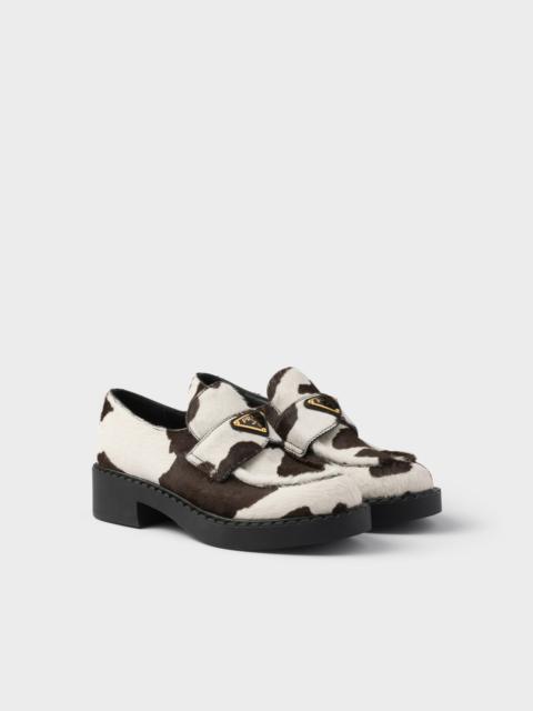 Prada Chocolate printed leather loafers