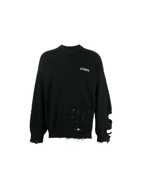 Heron Preston Heron Preston Shredded Knit Crewneck Black/White
