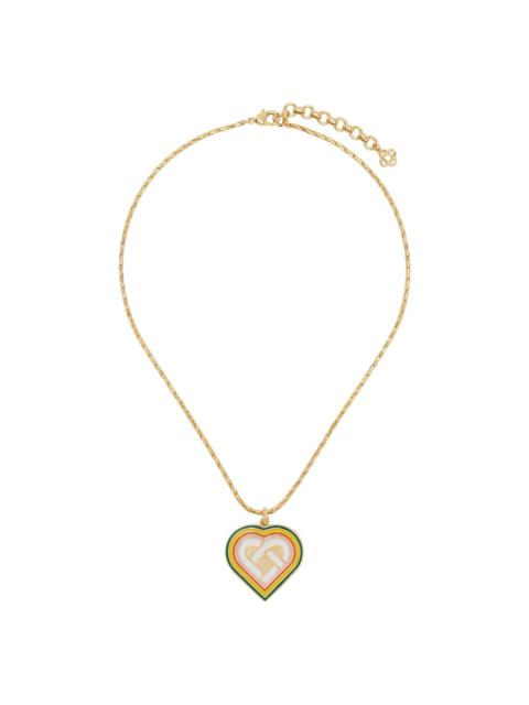 Gold Heart Monogram Medallion Necklace