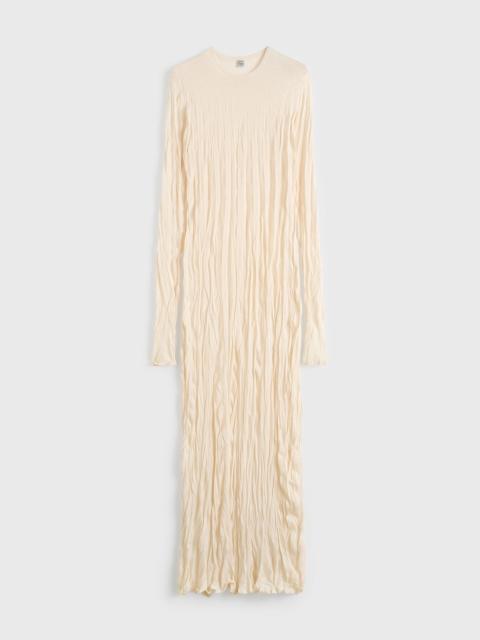 TOTEME Crinkled knit long-sleeve dress pale apricot