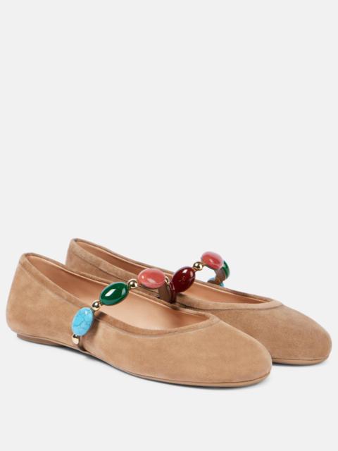 Gianvito Rossi Shanti embellished suede ballet flats