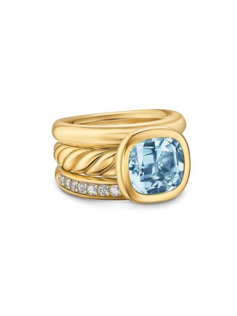 DAVID YURMAN Women's DY Mercer Three Row Stone Ring in 18K Yellow Gold - Sky Blue Topaz