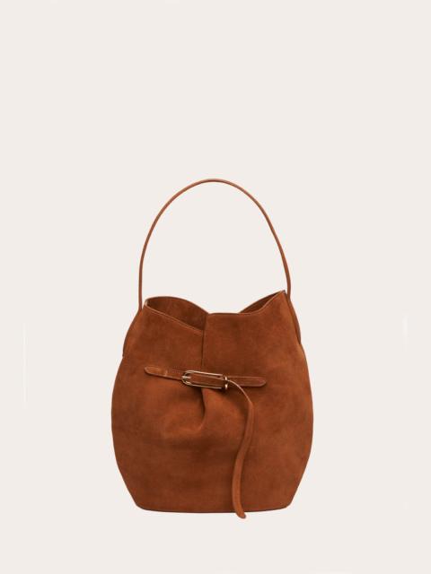 Liffner BELTED BUCKET BAG LARGE SADDLE BROWN SUEDE