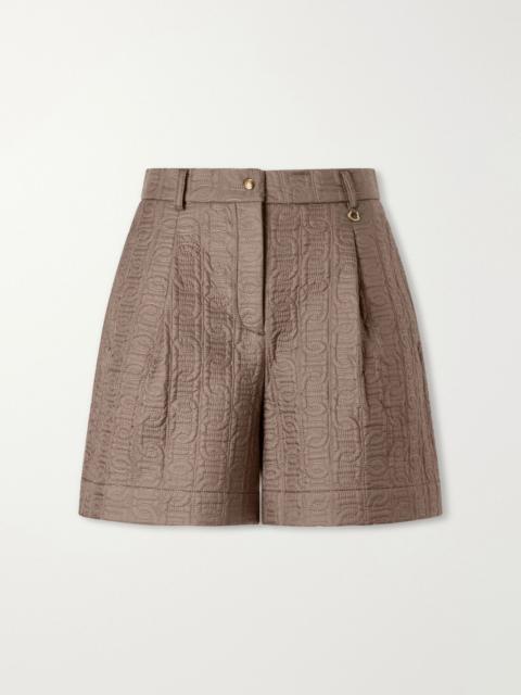 Moncler Logo-printed jacquard shorts Light brown