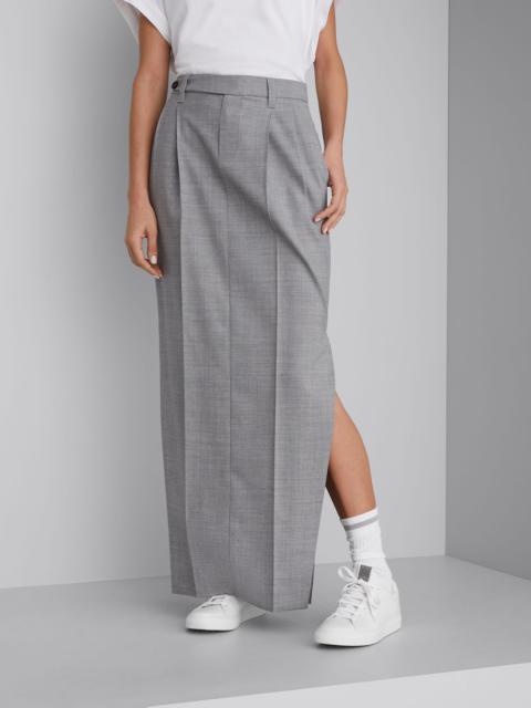 Brunello Cucinelli Comfort virgin wool fresco sartorial column skirt