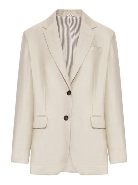 Brunello Cucinelli SINGLE-BREASTED TAILORED LINEN JACKET