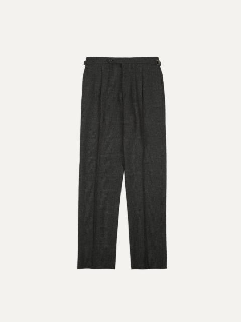 Drake's Grey Prince of Wales Check Wool Flannel Single-Pleat Trouser
