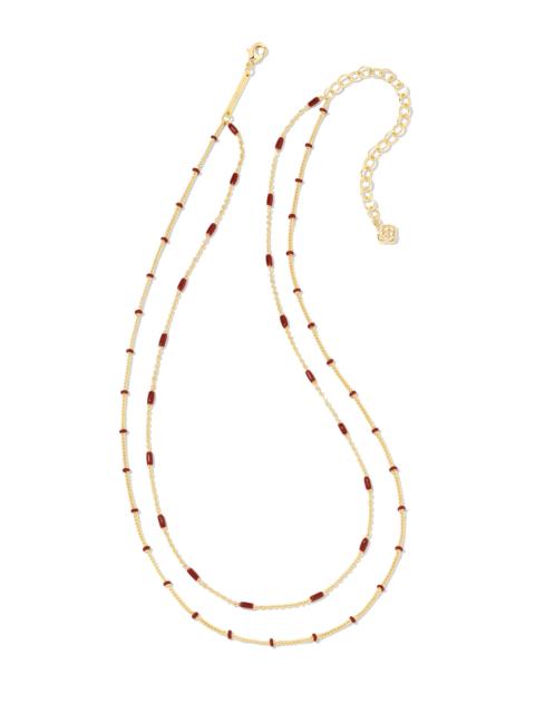 KENDRA SCOTT Dottie Gold Multi Strand Necklace in Burgundy