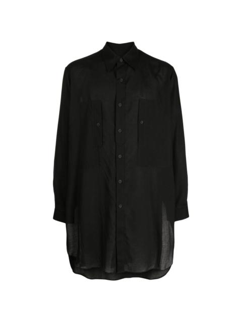 Yohji Yamamoto pointed-collar long-length shirt