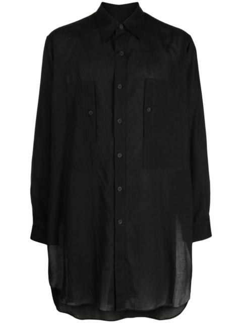 pointed-collar long-length shirt