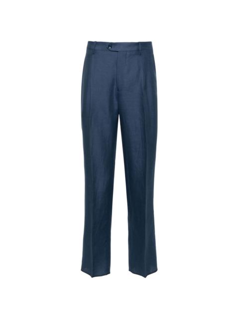 tapered linen-blend trousers