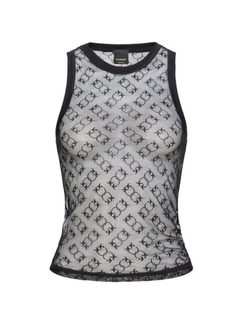 Love Birds-jacquard mesh tank top