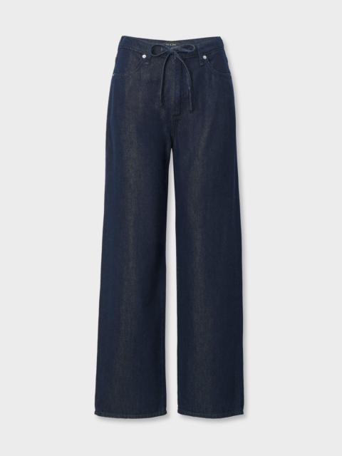 rag & bone Phoebe Drawstring Wide-Leg Jean Mid-Rise in Featherweight Denim