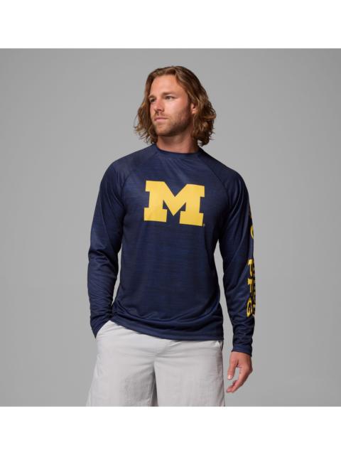 Columbia Men's Collegiate PFG Terminal Tackle Heather Long Sleeve Shirt - Michigan