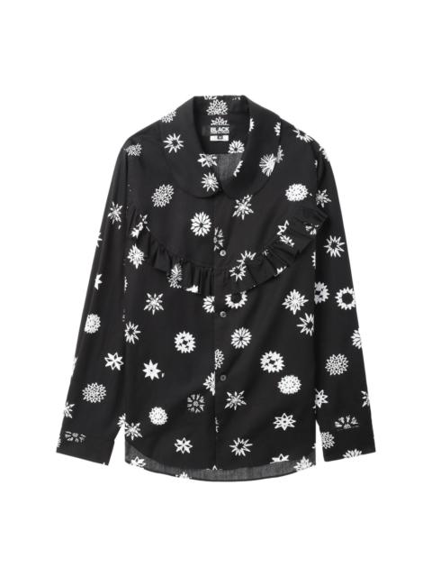 graphic-print ruffle-trim shirt