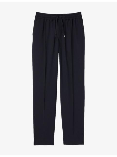 Sandro Drawstring Elasticated-Waist Stretch Wool-Blend Trousers