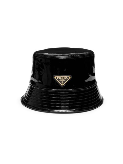 Prada triangle-logo leather bucket hat