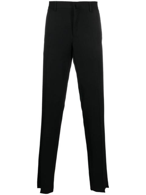 satin-trim tailored wool trousers