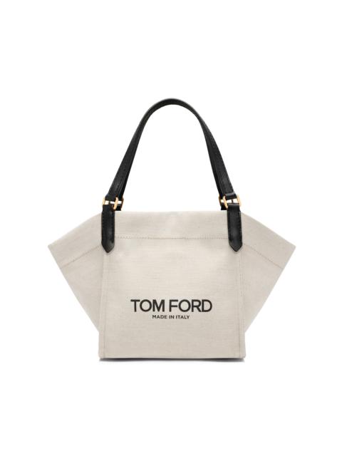 TOM FORD COTTON CANVAS AND SMOOTH LEATHER AMALFI MEDIUM TOTE