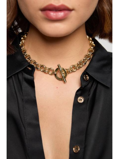 KAREN MILLEN Crystal Bar & Hoop Chain Necklace