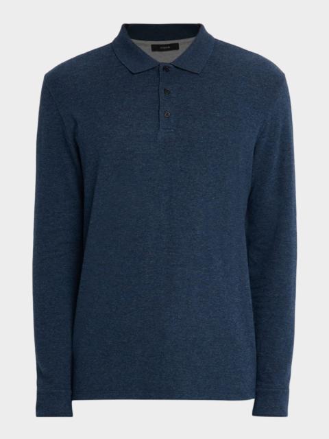 Vince Men's Heathered Long-Sleeve Polo Shirt