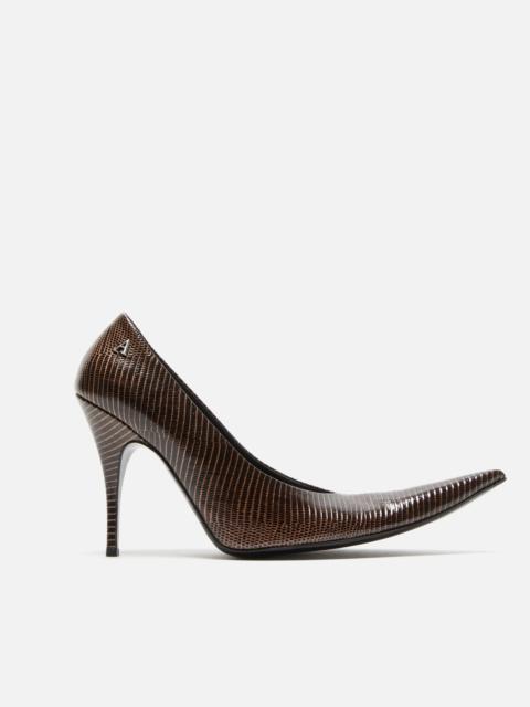 Acne Studios Pointed-Toe Lizard-Print Pump - Brown