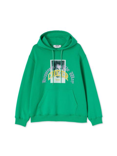 Cotton hooded sweatshirt with &laquo;Yearbook Print&raquo; print