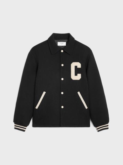 celine baseball teddy jacket in textured wool