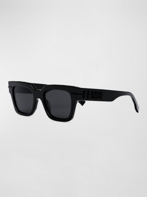 FENDI Men's Tonal Logo Acetate Square Sunglasses