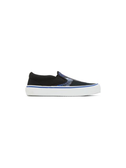 Marcelo Burlon County Of Milan Black & Blue Wings Slip-On Sneakers
