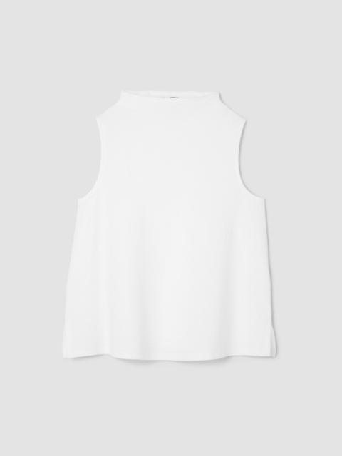 EILEEN FISHER Cross Hatch Stretch Jersey Funnel Neck Tank