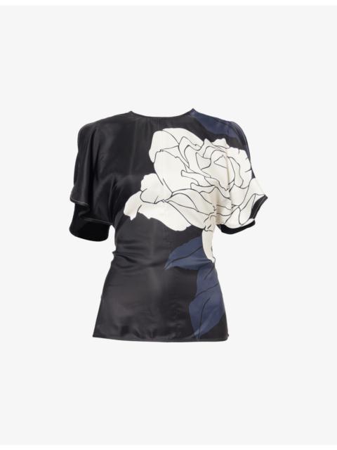 Victoria Beckham Draped Short-Sleeve Woven Top