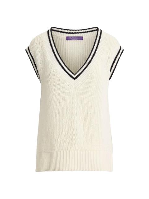 Ralph Lauren Women's Cotton-Silk Oversized Sweater Vest - Lux Cream Black