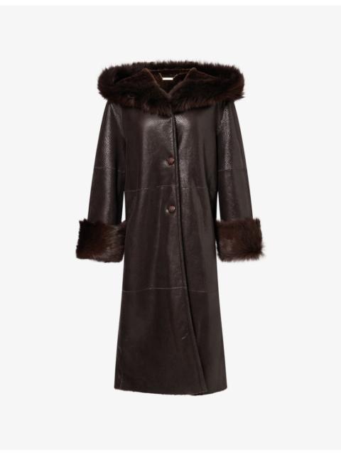 NOUR HAMMOUR Gancin Shearling-Trim Leather Coat