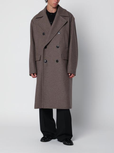 Dries Van Noten Taupe double-breasted coat in a wool blend