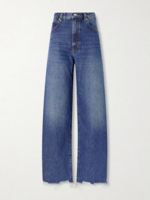 FRAME The Bow Distressed High-rise Wide-leg Jeans