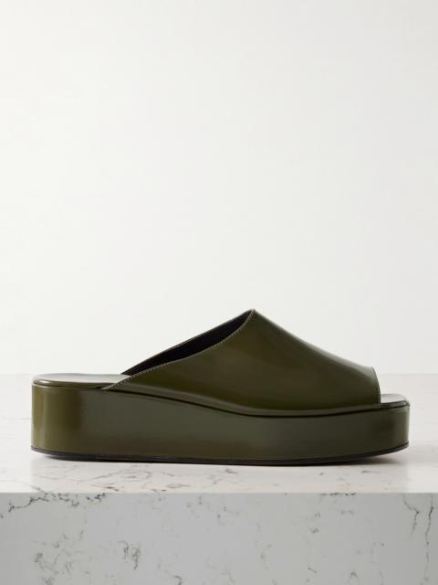 The Row Emi Glossed-leather Platform Slides