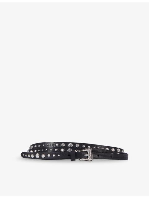 The Kooples Studded thin double-wrap leather belt