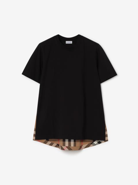Burberry Check Panel Cotton T-shirt