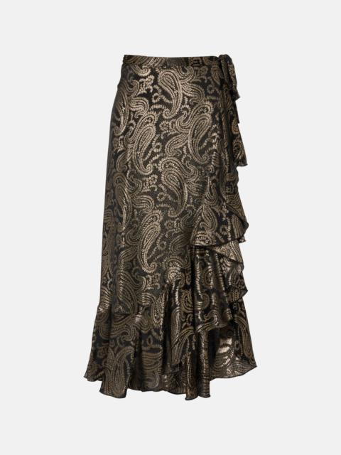 Etro Paisley ruffled silk-blend midi skirt