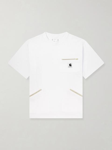 sacai Carhartt WIP Logo-Appliquéd Cotton-Jersey T-Shirt