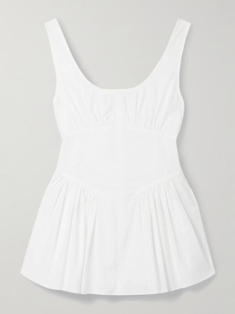 Proenza Schouler Bader Gathered Stretch-cotton Poplin Peplum Top