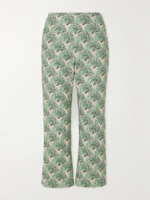 La DoubleJ Toreo cropped printed cotton-blend straight-leg pants